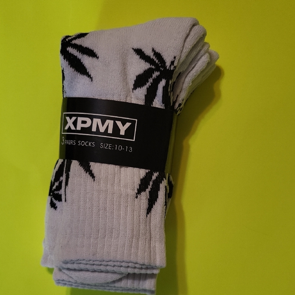 Gray and Black Palm Tree Socks